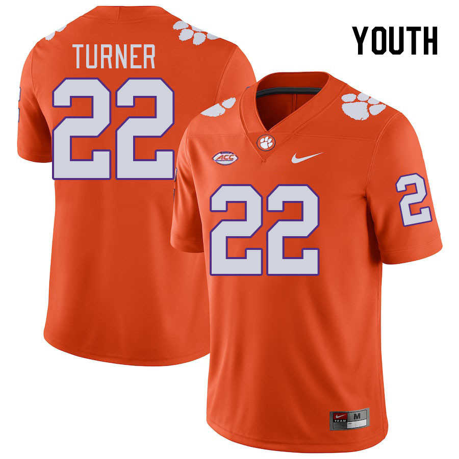 Youth Clemson Tigers Cole Turner #22 College Orange NCAA Authentic Football Stitched Jersey 23OX30EC